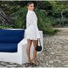 White Ruffled Fashion Mini Dress Women's Patchwork V-Neck Elegant High Waist Pleated Party Dress Female Y2k Bodycon Dresses
