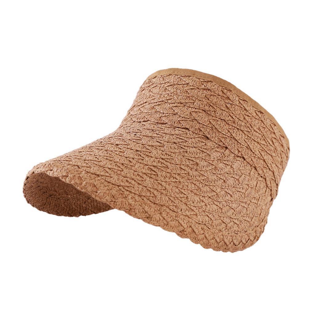 Women's Summer Korean Style Solid Color Sun Shade Straw Hat Fashionable Casual Beach Sunshade Duck Tongue Sun Hat