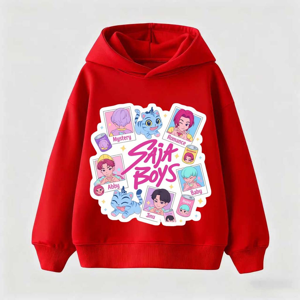 KPop Demon Hunter Cartoon Girls Boy Hooded Sweatshirt Warm Children's Korean Wave Fashion Casual Tops Casual Girls Clothing