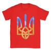 Mens TShirts Ukraine Coat Of Arms Ukrainian Power Vintage Pure Cotton Tees Short Sleeve  T Shirt Crewneck Clothing 6XL