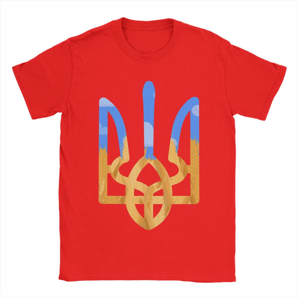 Mens TShirts Ukraine Coat Of Arms Ukrainian Power Vintage Pure Cotton Tees Short Sleeve T Shirt Crewneck Clothing 6XL