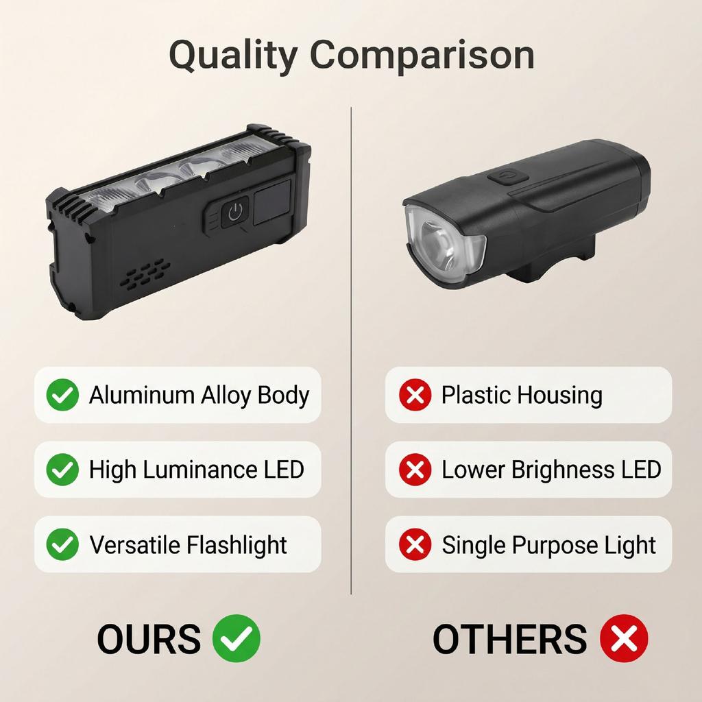 LED Bike Front Light High Brightness Rechargeable Cycling Headlight for Mountain Road Night Riding