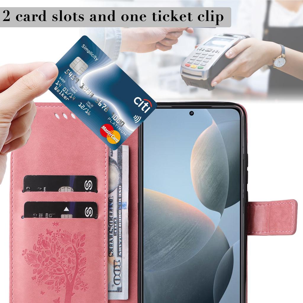 Für Xiaomi 14T Handyhülle mit Ständer Katzenbaum Muster Leder Geldbörse Handyhülle