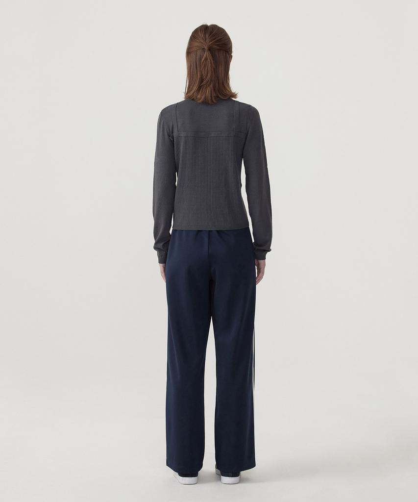COVERNAT WOMAN Layered Round Neck Knit Charcoal