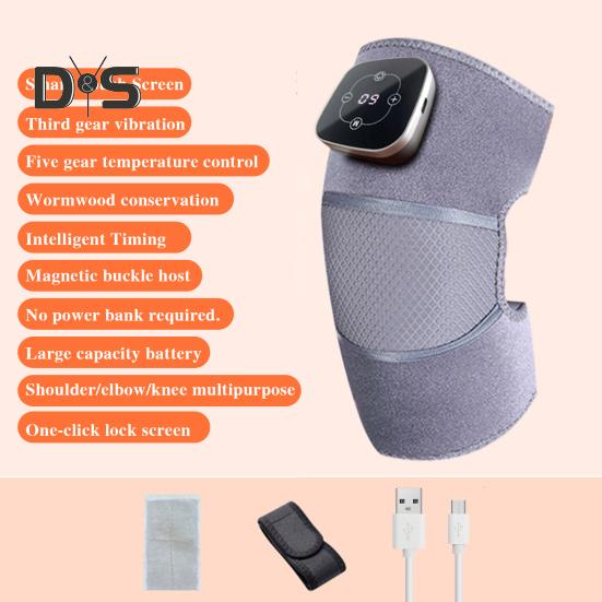 Beheiztes Kniemassagegerät mit 5 Heizmodi, 3 Massagemodi, Digitalanzeige, wiederaufladbares kabelloses Kniemassagegerät