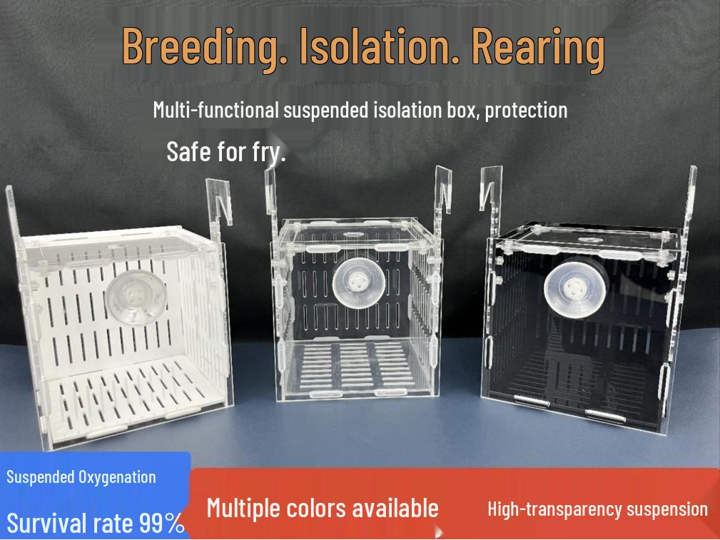 

Acrylic Fish Breeding and Isolation Box for Turtles, Guppies, and Clownfish Single Compartment 10×10×10 White