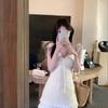 Sweet and Gentle French Lotus Leaf Edge Small Flying Sleeves White Suspender Dress Women's Summer Temperament Thin First Love Small White Dress