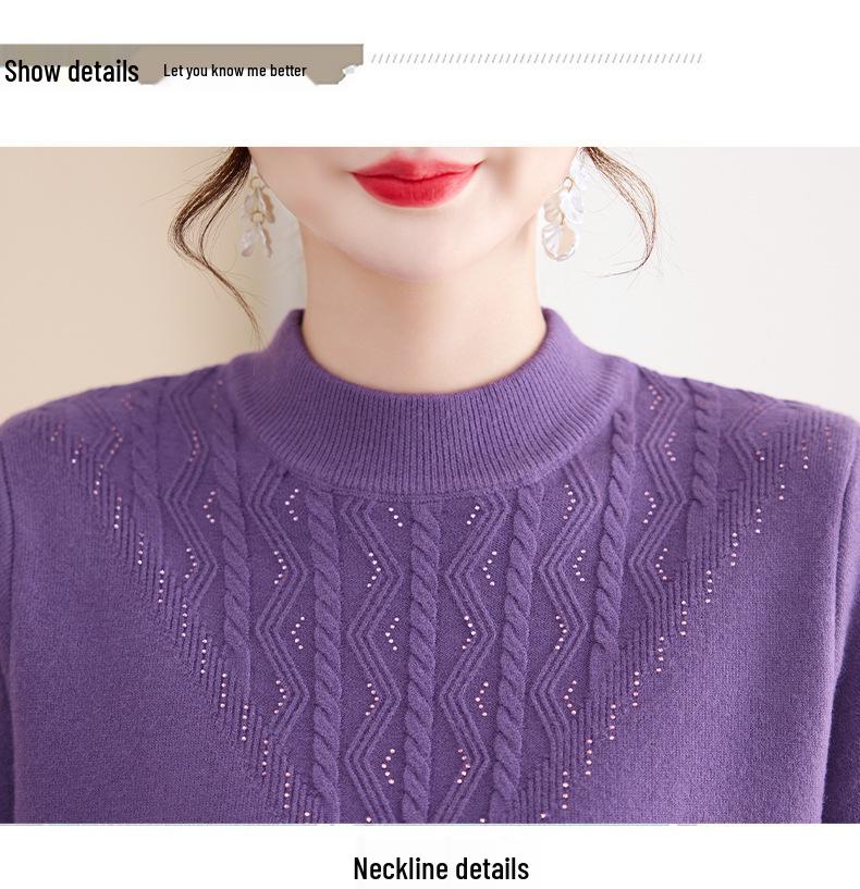 Women's Winter Velvet High-Neck Top: Fashionable Clothing for Middle-Aged Women (40-60 Years)