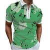 Polo T-shirt Men's Spring and Summer Short Sleeve Casual Polo Shirt Men's Fashion Personality Printed Zipper Lapel