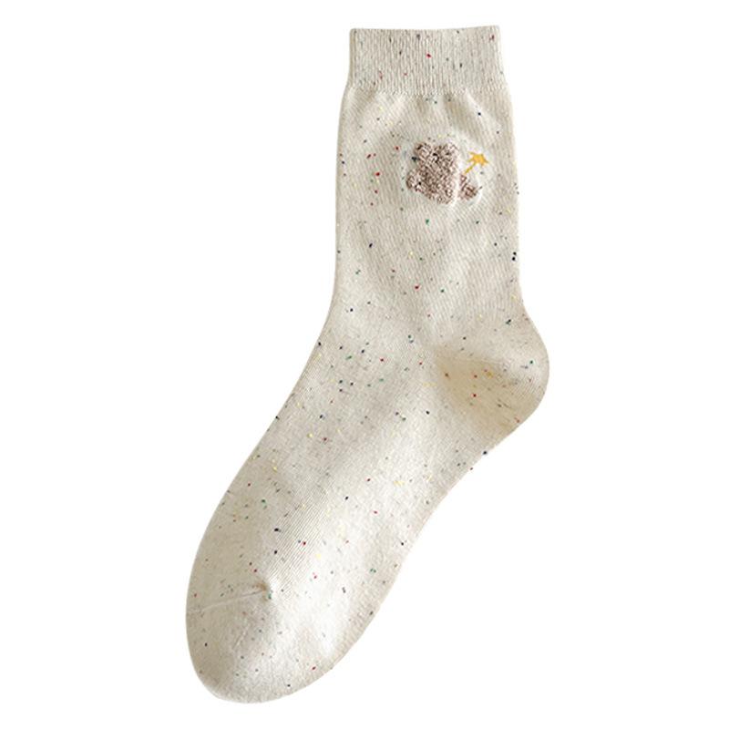 

Носки женские средние носки-трубы хлопковые носки дезодорирующие впитывающие пот дышащие спортивные без косточек с вышивкой из мультфильмов белые хлопковые носки Tide One Size