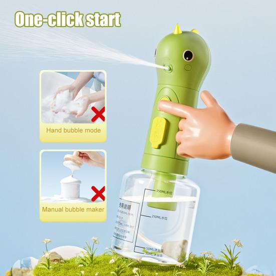 Electric Shampoo Dispenser for Dog And Cat Bath Dinosaur Shape 2-in-1 Dog Soap Holder Rechargeable Dog Soap Foaming Machine for Cleaning