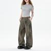 OREETA Tie-Dye Gradient Curved Leg Cargo Pants: Casual Wide Leg Streetwear In Pure Cotton