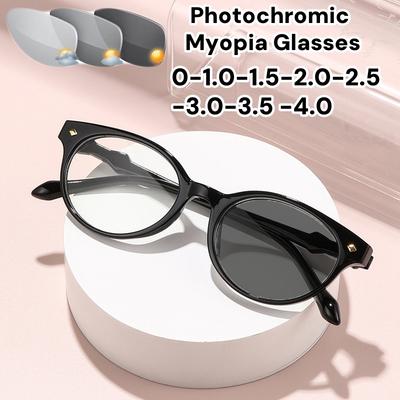 Luxury Photochromic Myopia Glasses For Women Cat Eye Sunglasses Fashion Color Changing Near Sight Eyewear Minus Sight Glasses