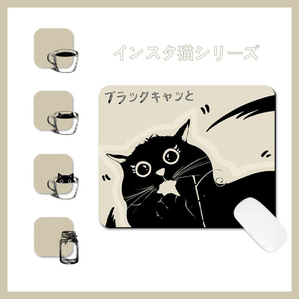 Wasserdichte Wasserdichte Tastaturmatte Rutschfeste Katzen-Mausmatte Schwarze Katze Mauspads Büro Schreibtisch