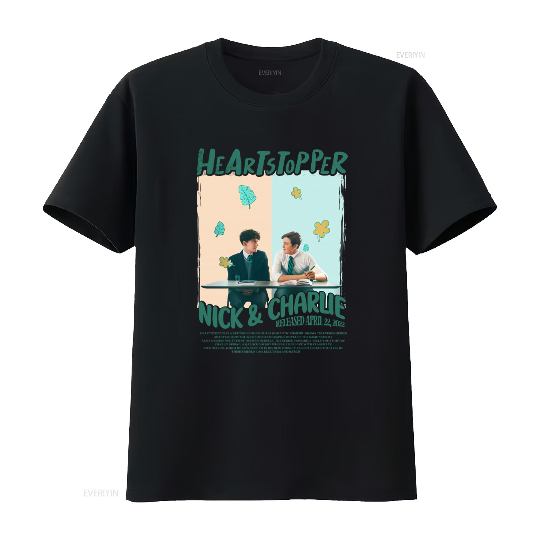 

Vintage Heartstopper T Shirt Nick and Charlie Leaves Inspired Book Series Design vintage Washed streetwear homme 4XL
