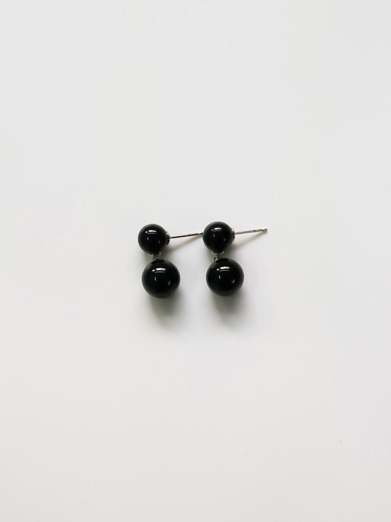 Sosoo Double Round Onyx Drop Earrings