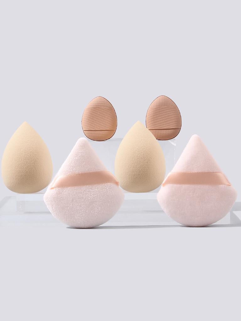 6PCS makeup sponge sets-2 beauty eggs+2 triangular powder puffs+2 thumb puffs Soft Foundation/Concealer/Blush Professional tools