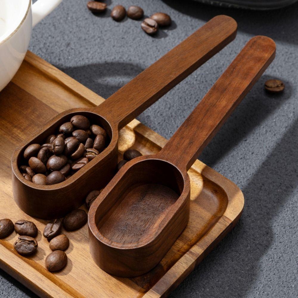 with Leather Lanyard Wooden Coffee Spoon Fishtail Design Kitchen Tablespoon Coffee Bean Scoop Tea