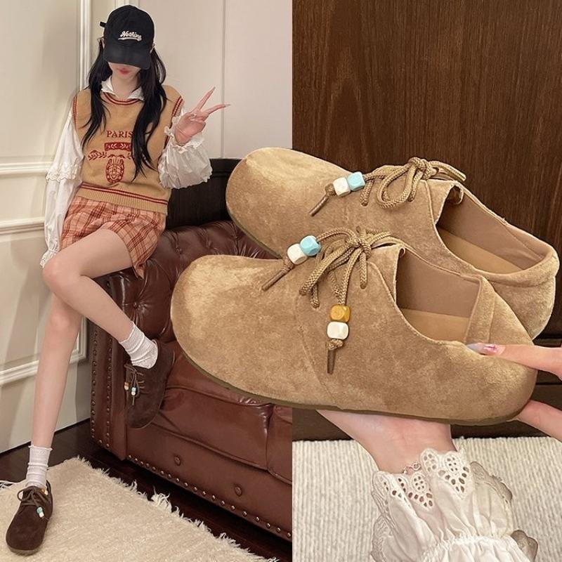 

Модные женские одинарные туфли 2025 Весенне-осенний стиль Нескользящие На шнуровке Легкие Слипоны Лоферы 35