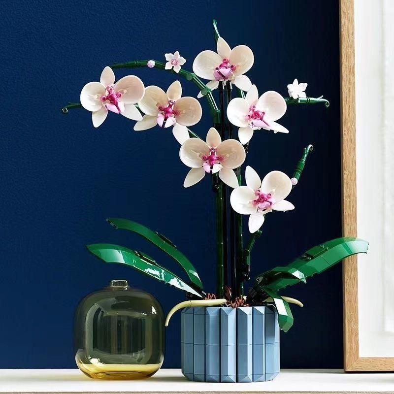 Bouquet Of Artificial Flower Orchid Potted Plants Building Blocks Model Brick Moc Girls Toys DIY Mom Gift For Adults
