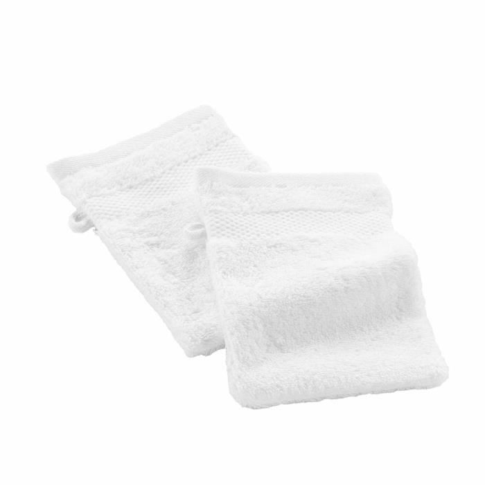 Gants de toilette - Elegante - Lot de 2 - 100% coton - 15 x 21 cm - Doux et absorbant