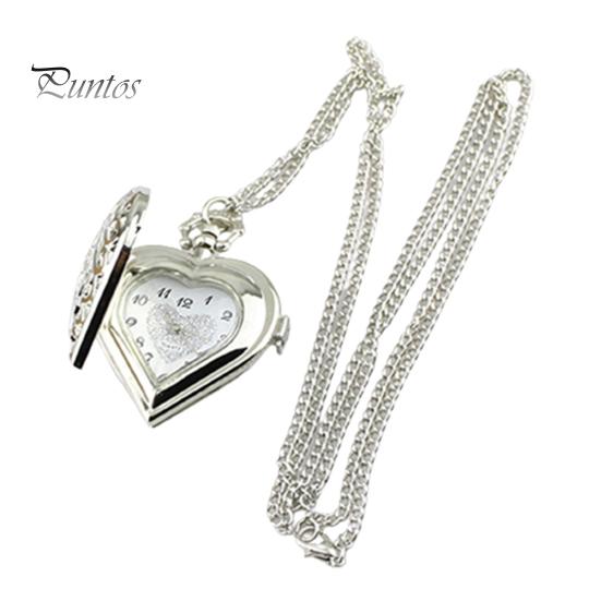 Alloy Vintage Pocket Watch Hollow Heart-shaped for Daily Life Quartz