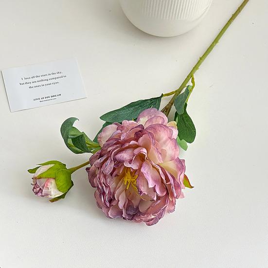 24" Artificial Peonies Flowers for Vase Faux Silk Long Stem Peony Flower Fake Floral Arrangement for DIY Bouquets Wedding Centerpiece Home