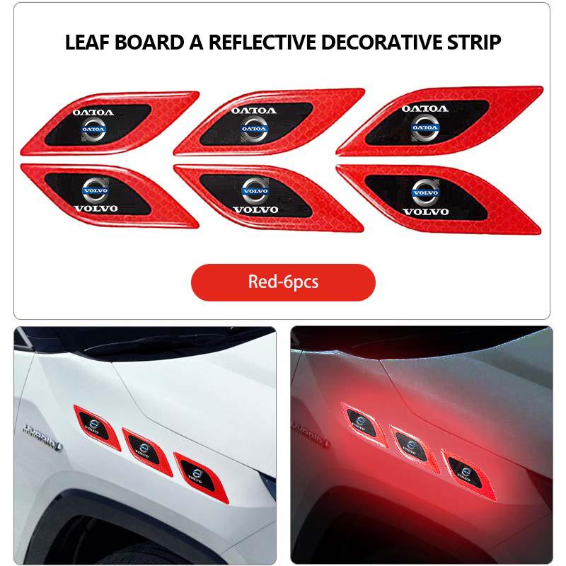 6pcs Car Door Decor Strip Anti-collision Reflective Stickers For Volvo V50 S60 XC60 S40 XC40 XC90 V70 XC70 C30 V40 V60 ari963