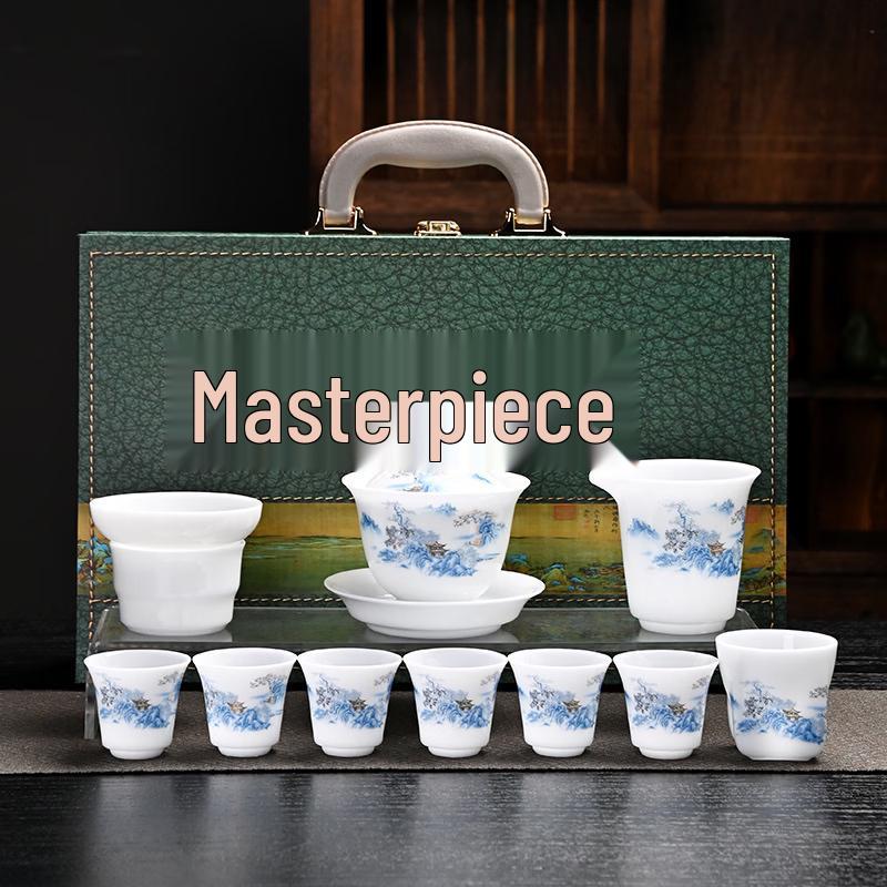 Ice Jade Ceramic Kung Fu Tea Set with Master Cup