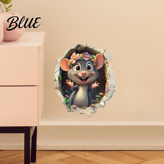 Cute Mouse Wall Stick Decal Sticker Easy Realistic Art 3D Peel And Waterproof Home Renovation Decals PVC for Bedroom