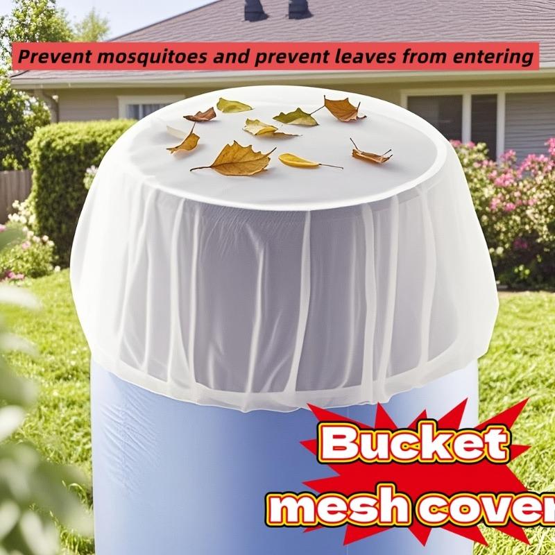 Durable Polyester Mesh Rain Barrel Cover Anti Mosquito Leaf Protection Net for Outdoor Water Collection Tank White