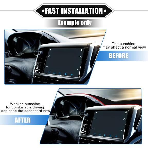 Car Dashboard Cover Mat Compatible for Ford Fusion 2003-2007, Protective Polyester Red Center Console Interior Trim Dash Board Mat