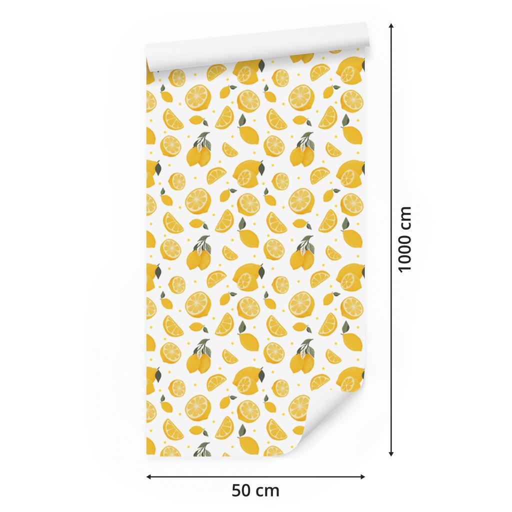 Lemon White and Cream Wallpaper for Living Room and Bedroom 50x1000