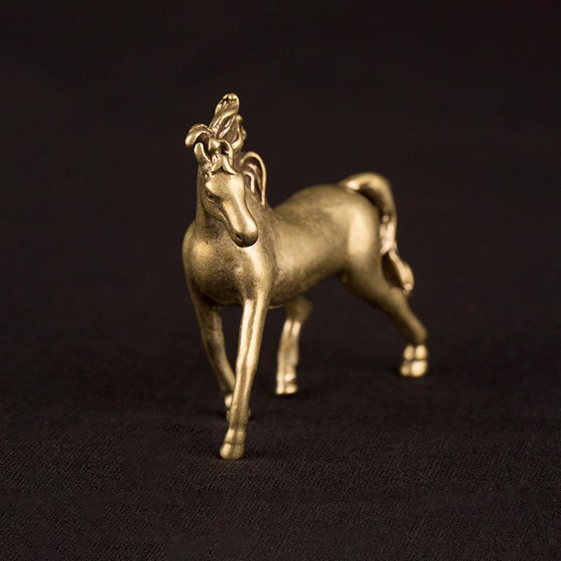Vintage Copper Horse Statue Lucky Desktop Ornaments Pure Brass Animal Figurines Miniatures Tea Pet Home Decoration Accessories
