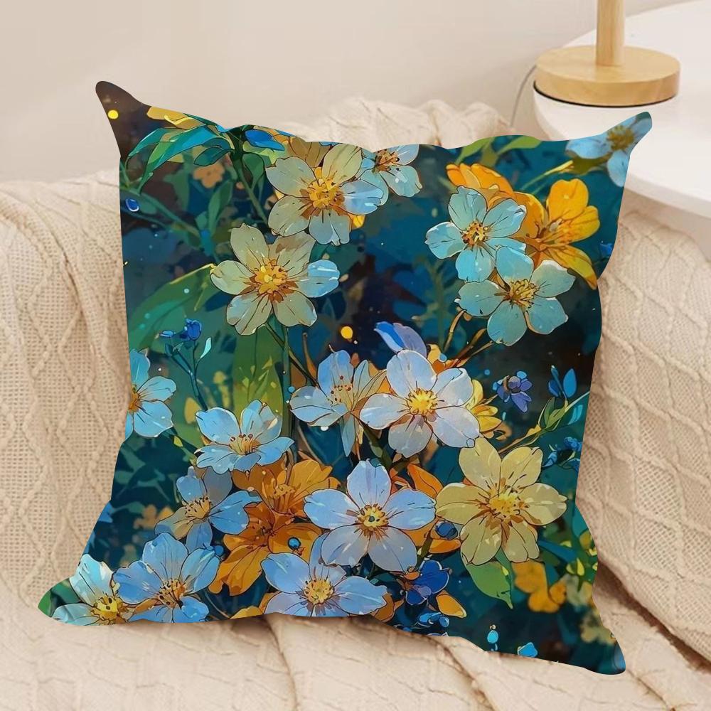 Classic Art Floral Pattern Cushion Cover Soft Plush Fabric DoubleSided Printed Cushion Covers for All Seasons Home Decor