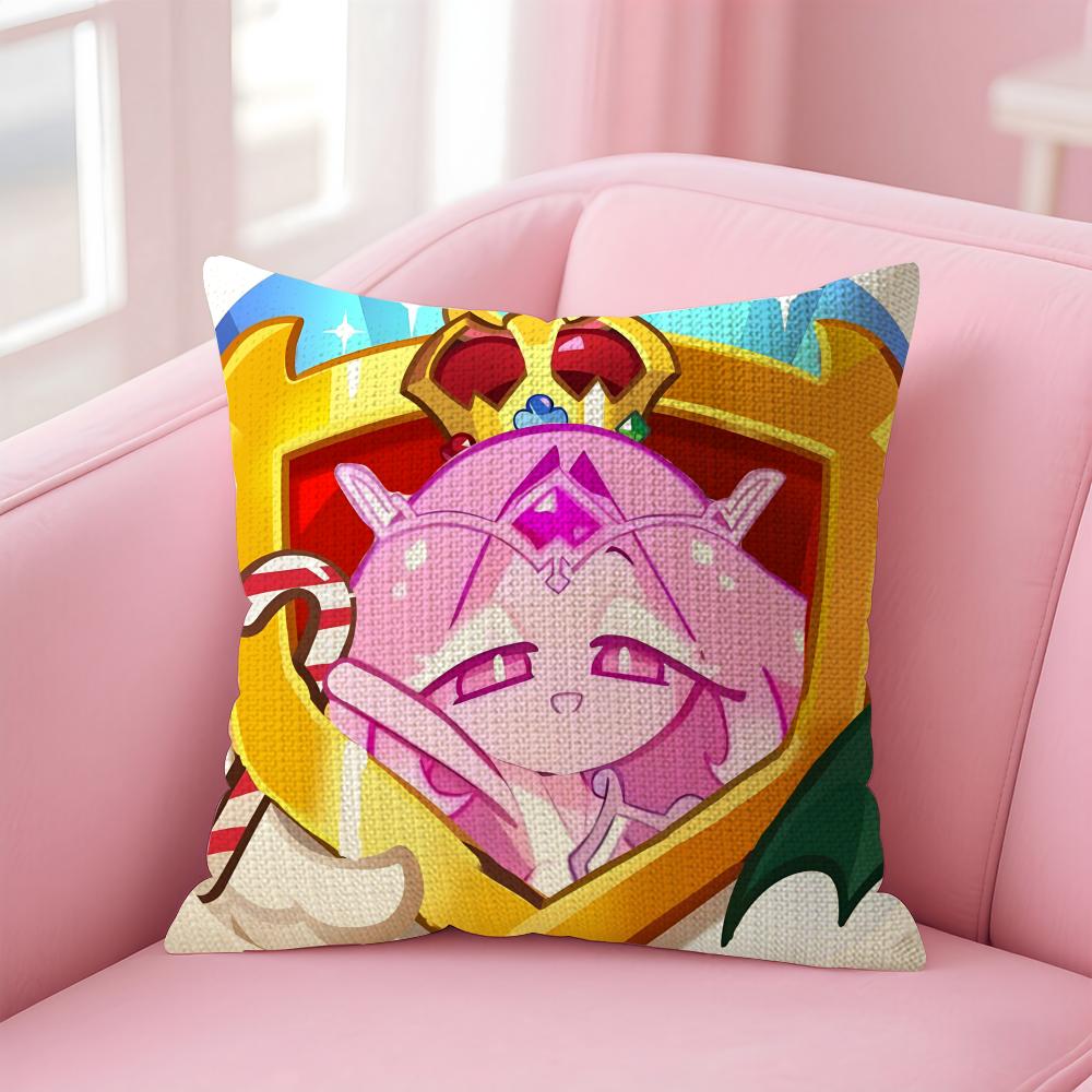 Game CCookie Run Kingdom Cushion Cover Natural Linen Pillow Case DoubleSided Print Decorative Sofa Pillowcase Home Decor Gift