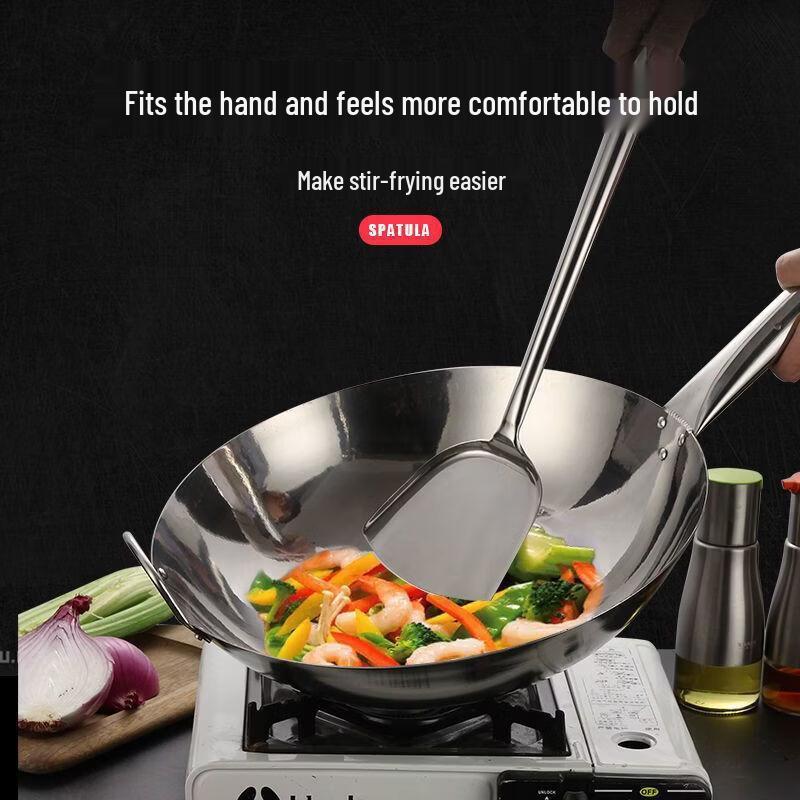 Stainless Steel Wok Spatula with Wooden Handle