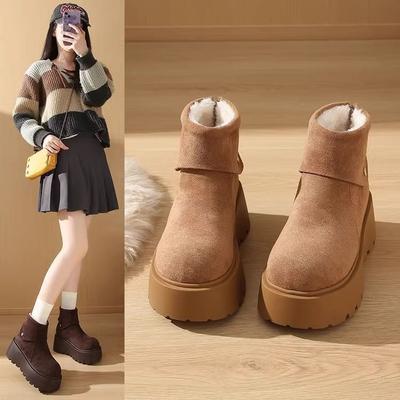 Thickened Snow Boots 2025 Winter New European Goods Large Cotton Thick Sole Heightened Women's Thermal and Velvet Northeast Shoes Women's