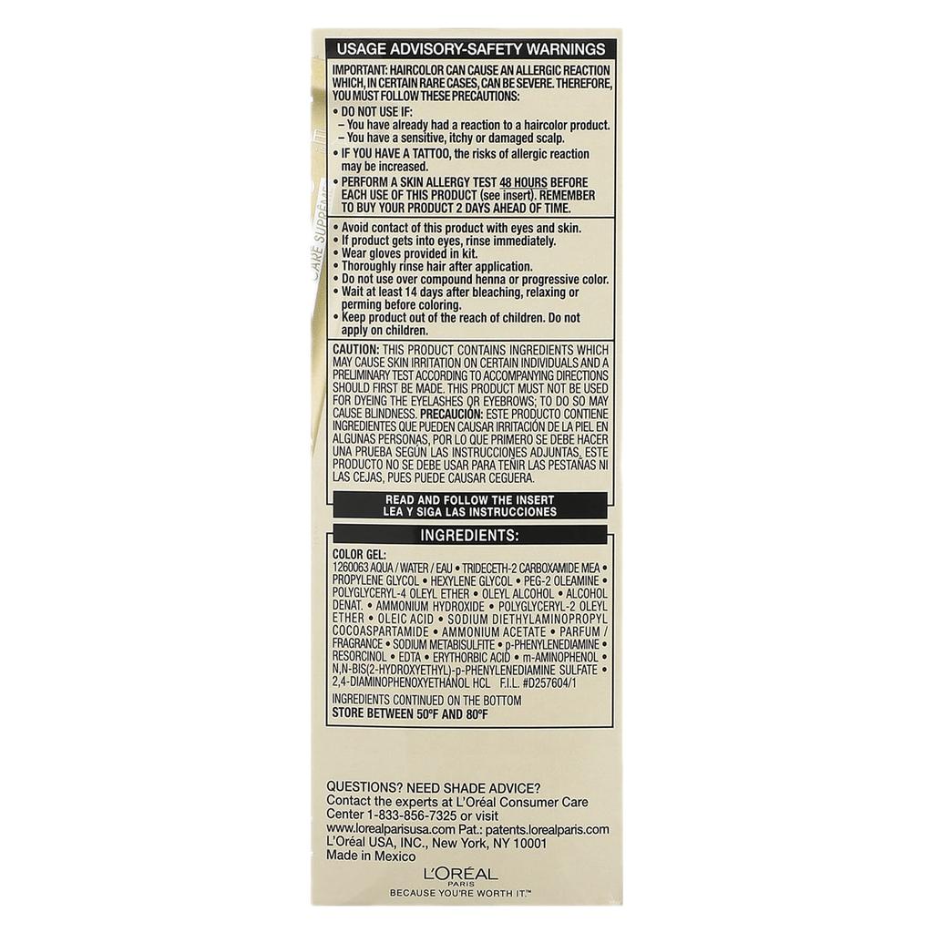 L'Oréal, výborná preference, světlá barva, neblednoucí barva, středně hnědá č.p. 5, 1 krát