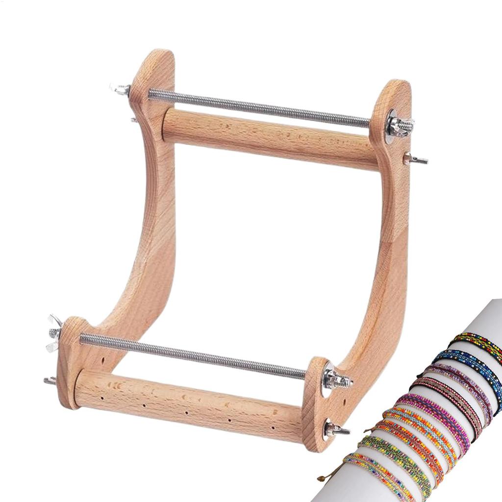 Dřevěný ergonomický nastavitelný tkalcovský stav na korálkování, úhlový, pro výrobu náramků, náhrdelníků, DIY řemesla, módu