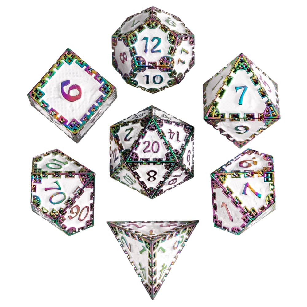 Cusdie DND Metal Solid Dice Dragon Pattern 7Pcs D4-D20 Polyhedral Dice Set for D&D Role Playing Game Pathfinder Board Games
