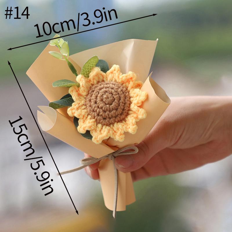 Sunflower Bouquet Gift Handmade Knitted Creative Valentine's Day Gifts For Girl DIY Simulate Bouquet Handmade Knitted Bouquet