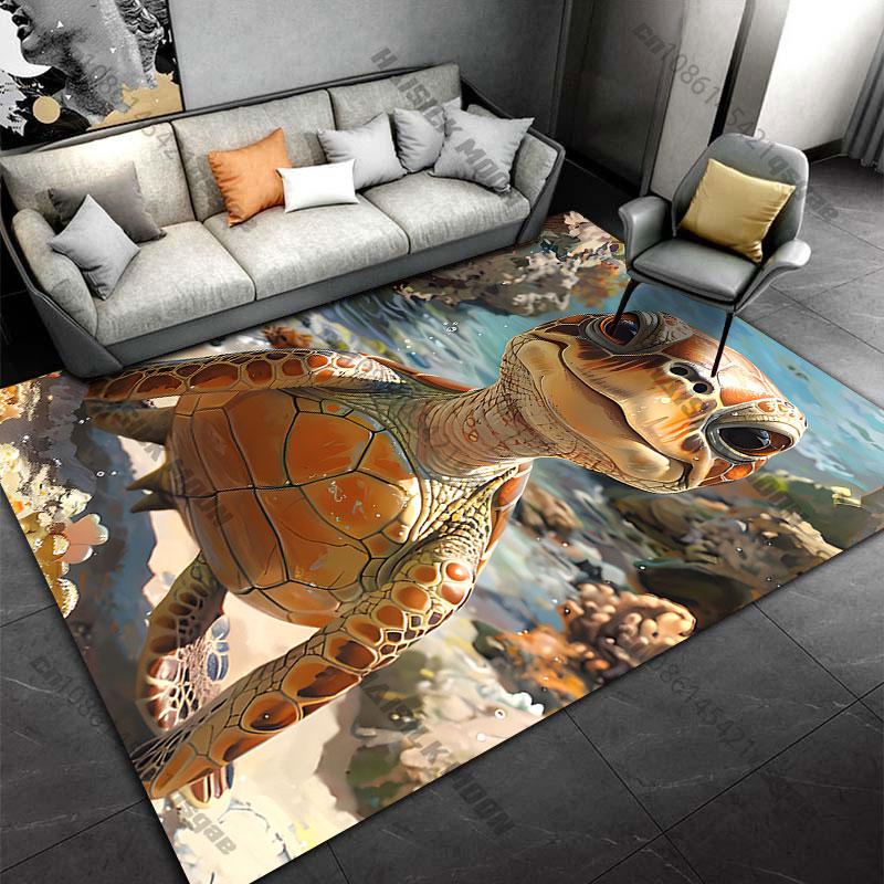 Smiling turtle underwater world carpet Yoga living room room decor children's crawling mat doormat area rug games mat
