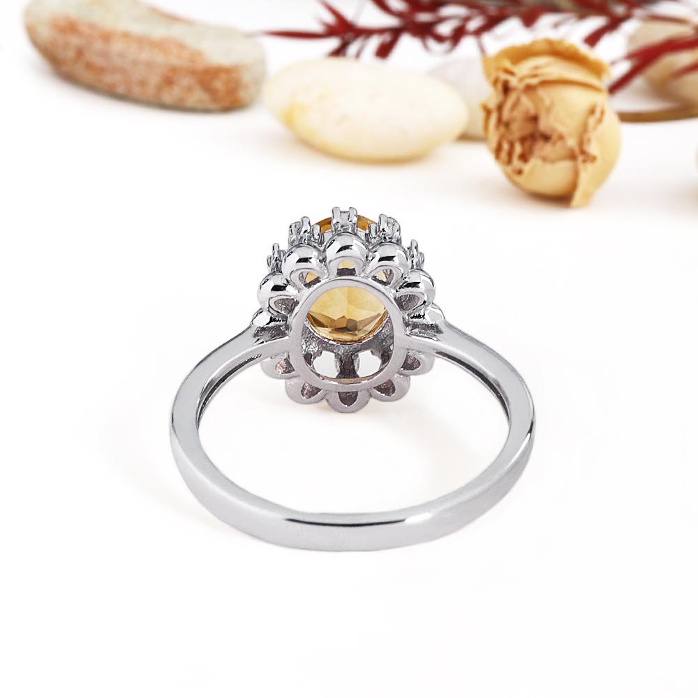 925 Sterling Silver Ring Earrings Pendant Necklace Nautral Oval 7*9mm Citrine Fine Jewelry Set for Women's Banquet Birthday Gift