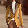Women'S Long-Sleeved Solid Color Spliced Lace Gold Velvet Jacket
