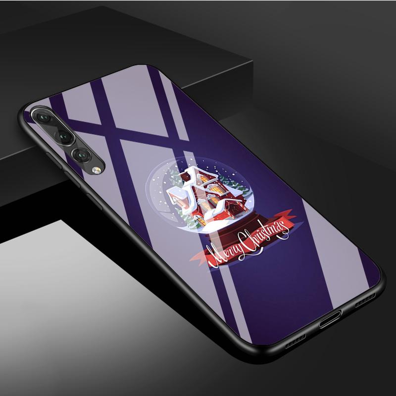 Merry Christmas Tempered Glass Phone Case For Huawei P20 P30 P40 P40 Lite Pro Psmart Mate 20 30 Cover Shell