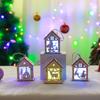 Christmas Decoration Ornaments Luminous Wooden House Christmas Tree Decoration Children's Christmas Gift DIY Small Ornaments