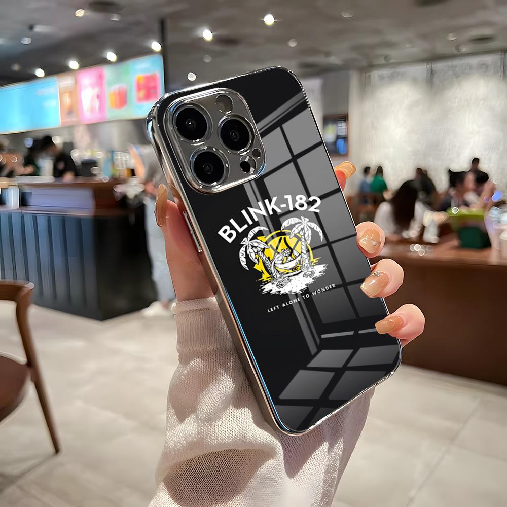Band BLINK-182 Phone Case For IPhone 17 Pro Max 15 Pro 16 14 Plus 12 13 Mini 11 Pro Shockproof Electroplated Glass Cover