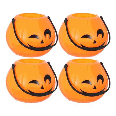 4 Pcs Portable Pumpkin Bucket Setting Props Halloween Cookie Jar Child Candy