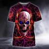 Summer Round Neck 3D Skull Print T-shirts Fashionable Casual Short Sleeved Men's T-shirts